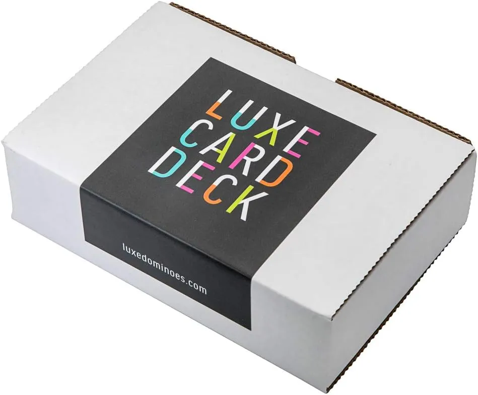 Modern Elegant Playing Card Deck Holder Tray with 2 Decks of Playing Cards in Unique Stylish Deluxe Acrylic Box with Color lid (Neon Orange)