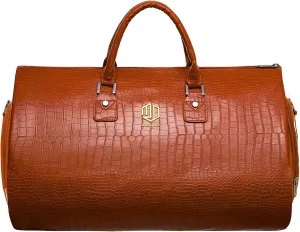 Modoker Convertible Leather Garment Bag, Carry on Garment Bags for Travel Waterproof Garment Duffel Bag Gifts for Men Women Business - 2 in 1 Hanging Suitcase Suit Travel Bags in Light Brown…