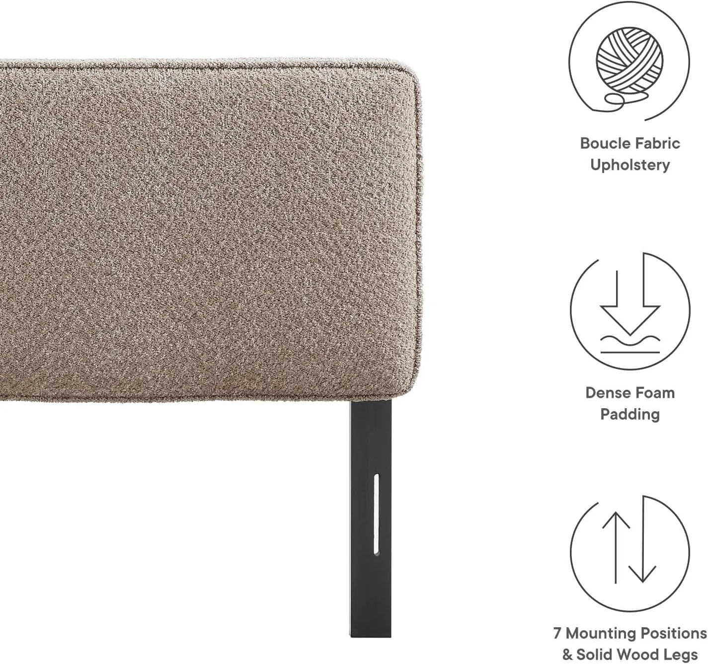Modway Lindee Full Size Upholstered Headboard with Tan Vegan Leather - Modern Faux Leather Full Headboard with Height-Adjustable Mounting Positions - Padded Pillow Style