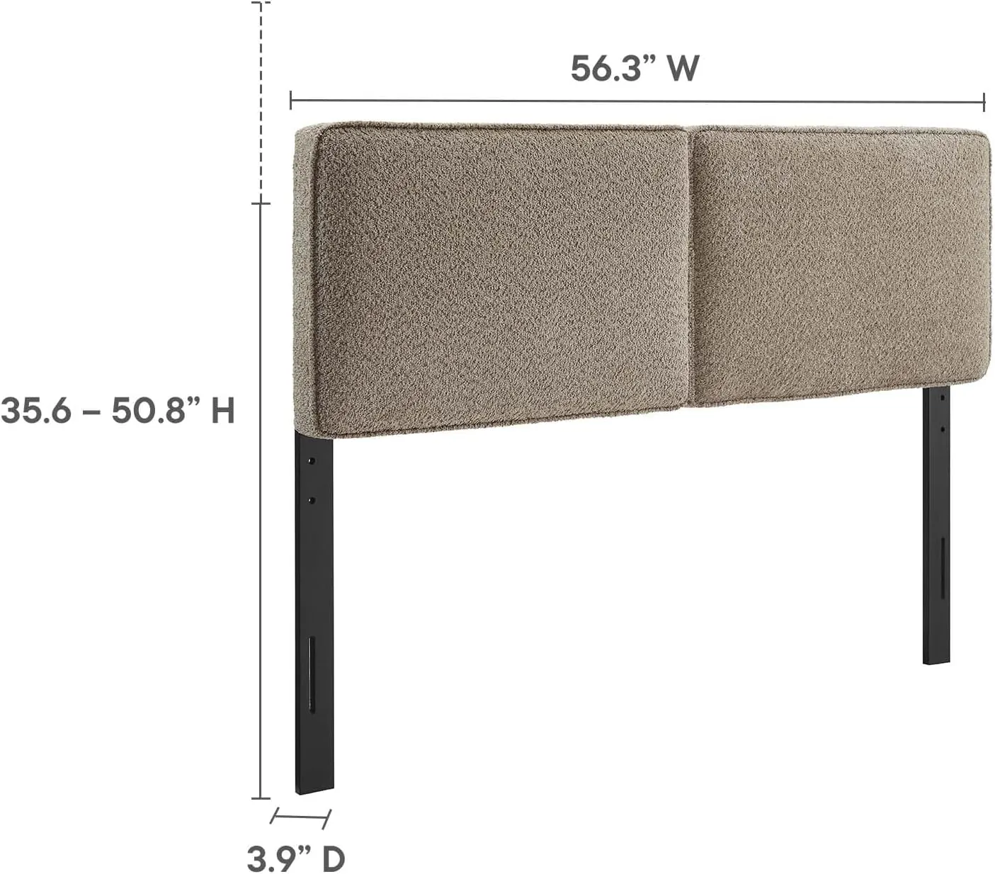 Modway Lindee Full Size Upholstered Headboard with Tan Vegan Leather - Modern Faux Leather Full Headboard with Height-Adjustable Mounting Positions - Padded Pillow Style