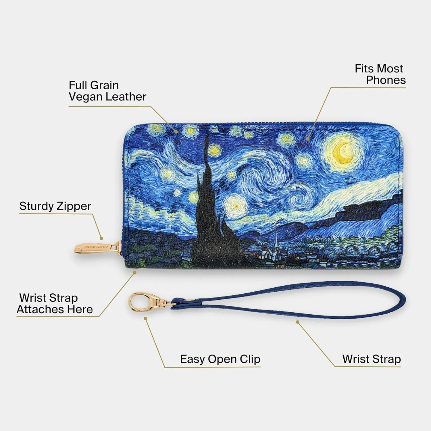 Monarque Wristlet Bifold Wallet Classic Collection (Floral On Black)