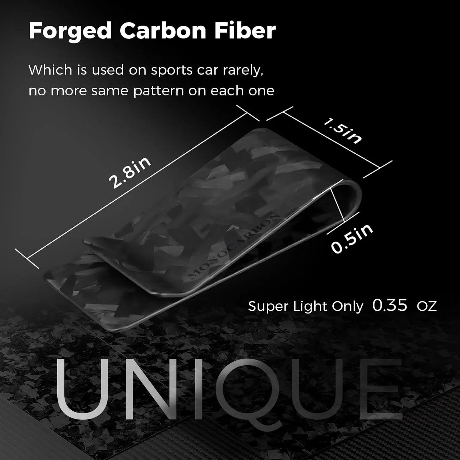 MONOCARBON Carbon-Fiber-Money-Clip-for-Men, Minimalist-Money-Holder for Cash, High Elastic Carbon-Fiber-Wallet, Slim and Durable