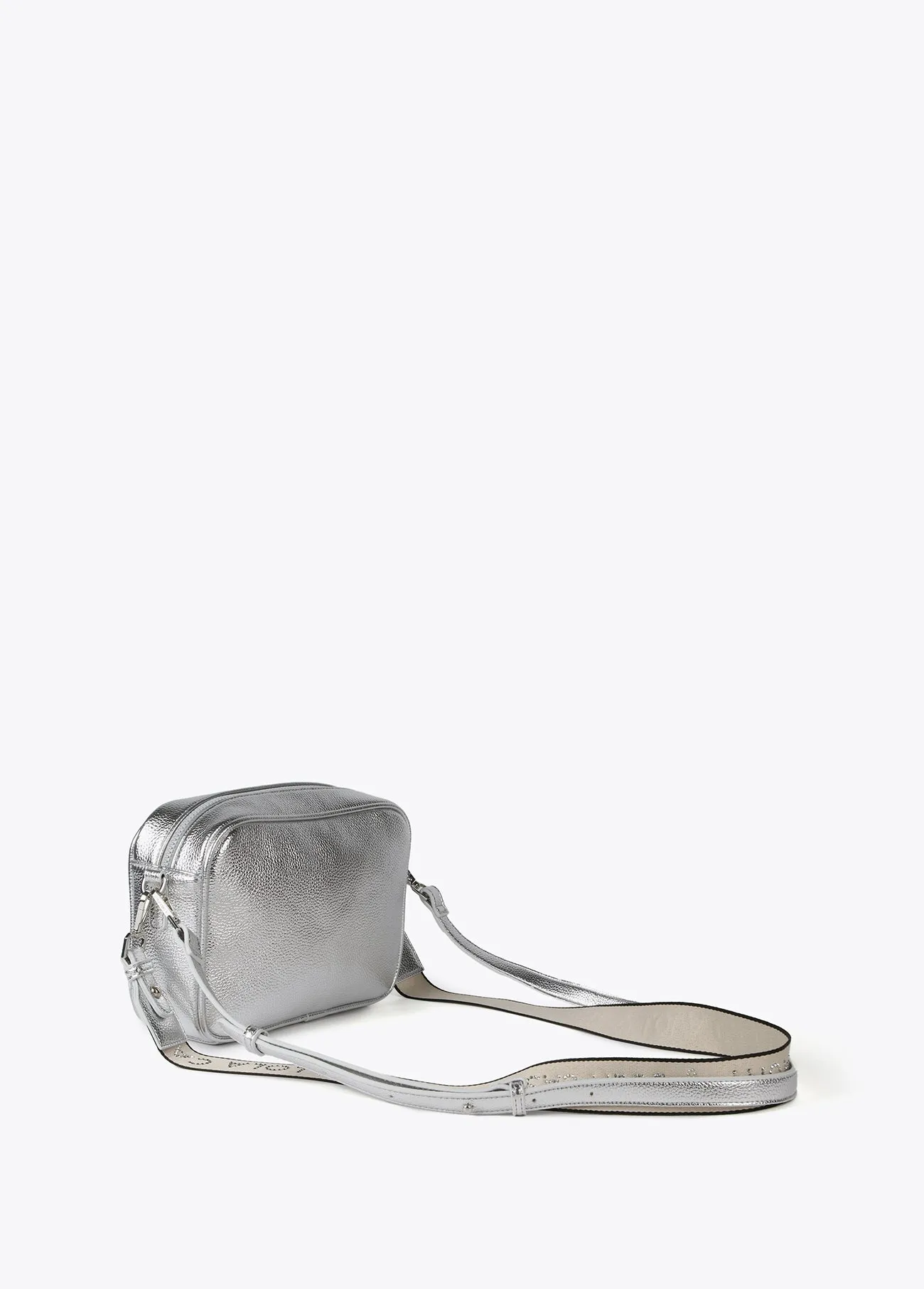 Monogrammed metallic crossbody bag