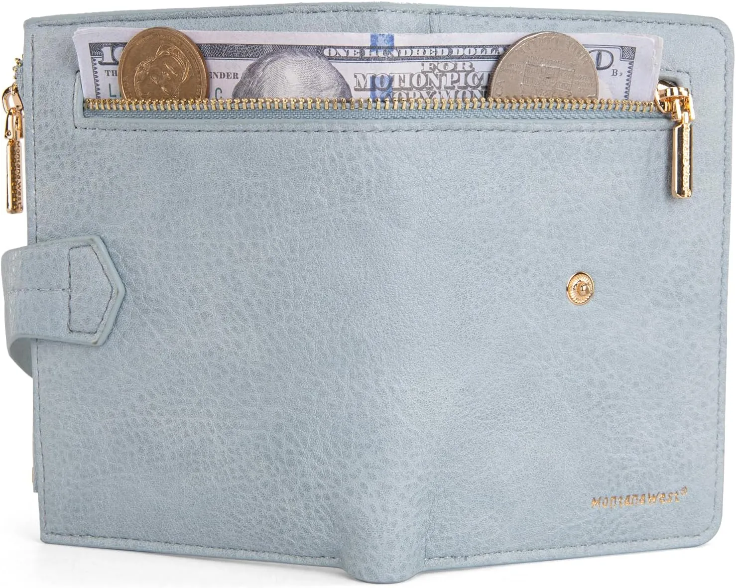 Montana West Small Women's Wallet Bifold RFID Wallet Compact Credit Card Pocket Wallets for Female Ladies Cash Wallets with 2 ID Window and Metal Zipper
