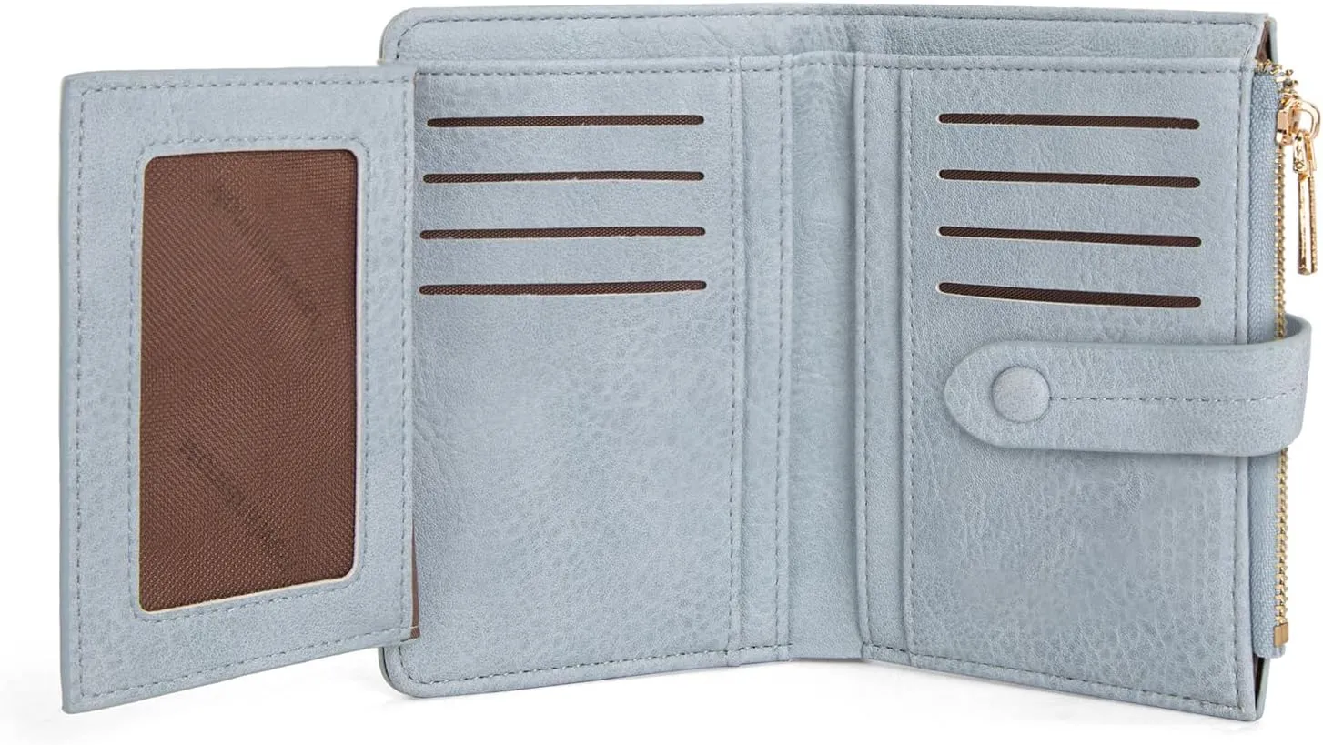 Montana West Small Women's Wallet Bifold RFID Wallet Compact Credit Card Pocket Wallets for Female Ladies Cash Wallets with 2 ID Window and Metal Zipper