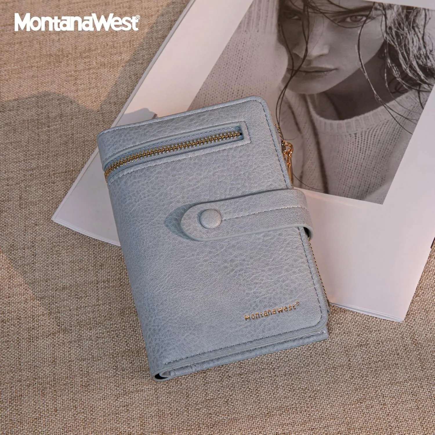 Montana West Small Women's Wallet Bifold RFID Wallet Compact Credit Card Pocket Wallets for Female Ladies Cash Wallets with 2 ID Window and Metal Zipper
