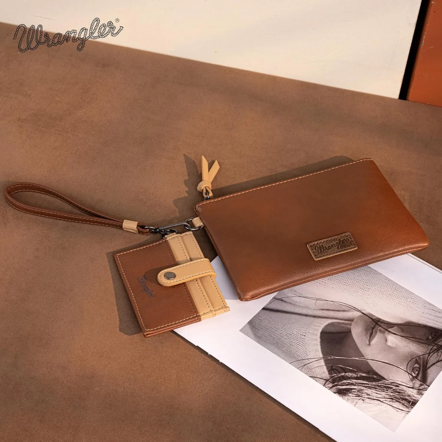 Montana West x Wrangler Keychain Wristlet Wallets for Women Detachable Dual Pouch Wristlet Portable Card Holder for Women