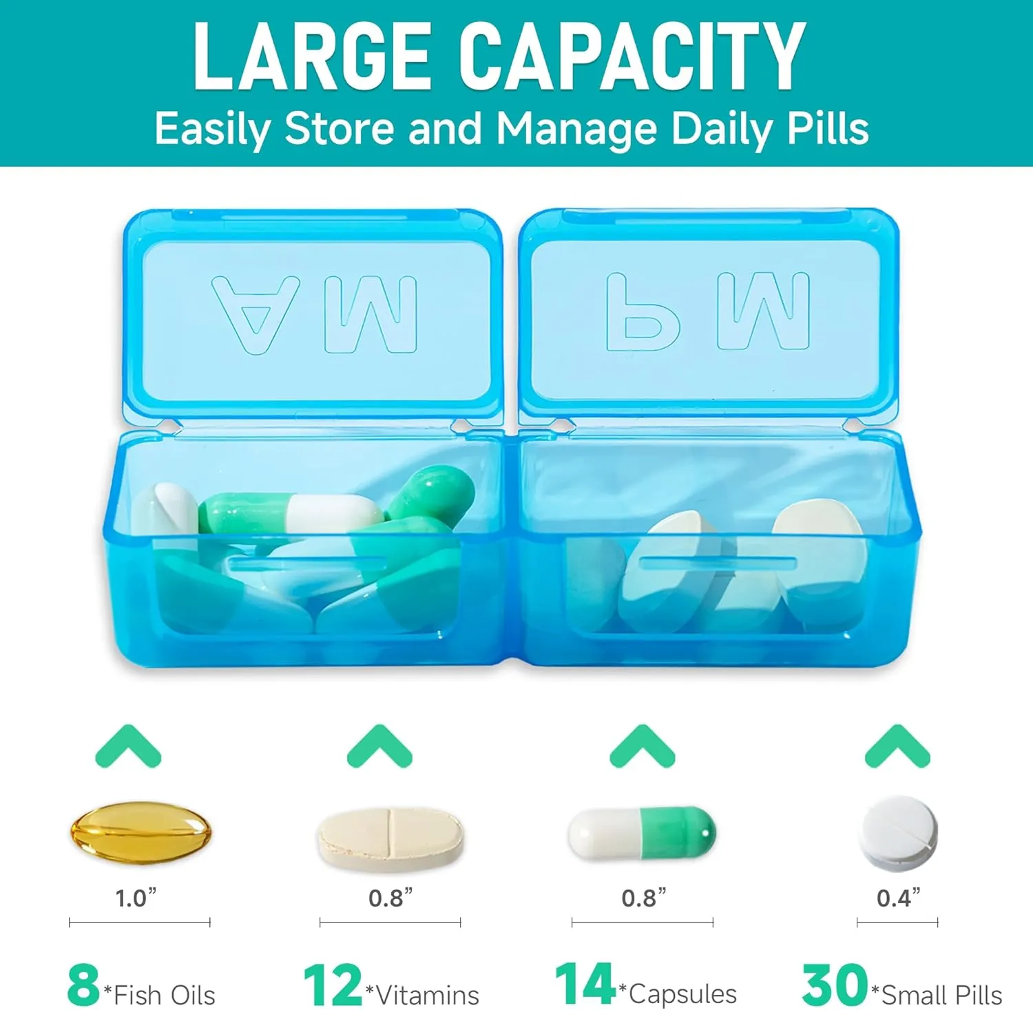 Monthly Pill Organizer 2 Times a Day, Portable AM PM Pill Box with Weekly Travel Bag, Large Capacity Medicine Organizer with Labels, 30 Day Pill Case & Pill Cutter for Medication Management (Purple)