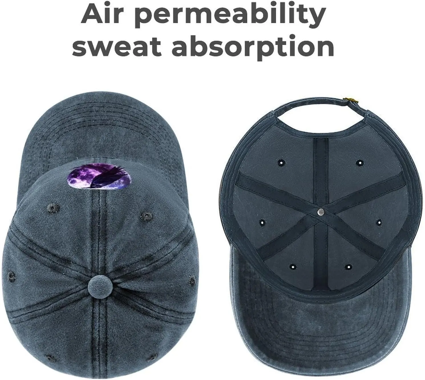 Moon and Raven Adjustable Baseball Cap Cotton Vintage Denim Sun Visor Dad Hat for Men Women