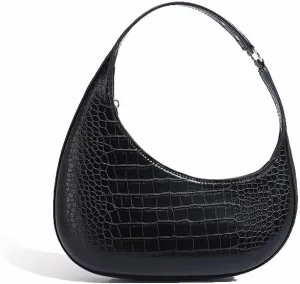 Moon Bags For Women, Faux Crocodile Pattern Leather Crescent Bag, Small Trendy Shoulder Bag Women's Fashion Handbag