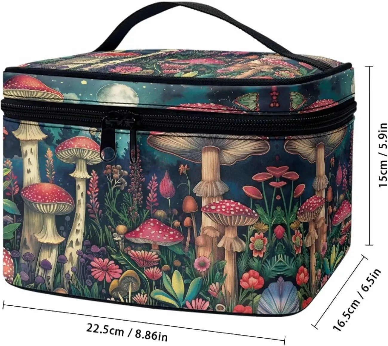 Moon Mushroom Travel Cosmetic Bags for Women Large Capacity Makeup Organizer Case Travel Toiletry Bag Makeup Bag Coin Purse Lipstick Cosmetic Accessories Organizer