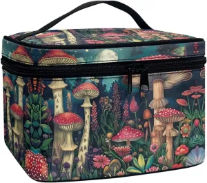 Moon Mushroom Travel Cosmetic Bags for Women Large Capacity Makeup Organizer Case Travel Toiletry Bag Makeup Bag Coin Purse Lipstick Cosmetic Accessories Organizer
