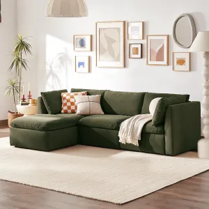 mopio Oversized Modular Sectional Sofa with Fully Removable Covers and Storage, Convertible U & L Shaped Sectionals, Modern Cloud Couch with Ottoman Chaise (Olive Green Velvet, 4 Seats, L)