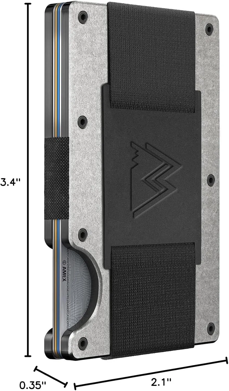 Mountain Voyage Co Minimalist Cash Strap Wallet - Slim RFID Blocking Wallet for Men & Women - Scratch Resistant, Credit Card Holder, Easily Removable Money & Cards, Aluminium Wallet (Tumbled Titanium)