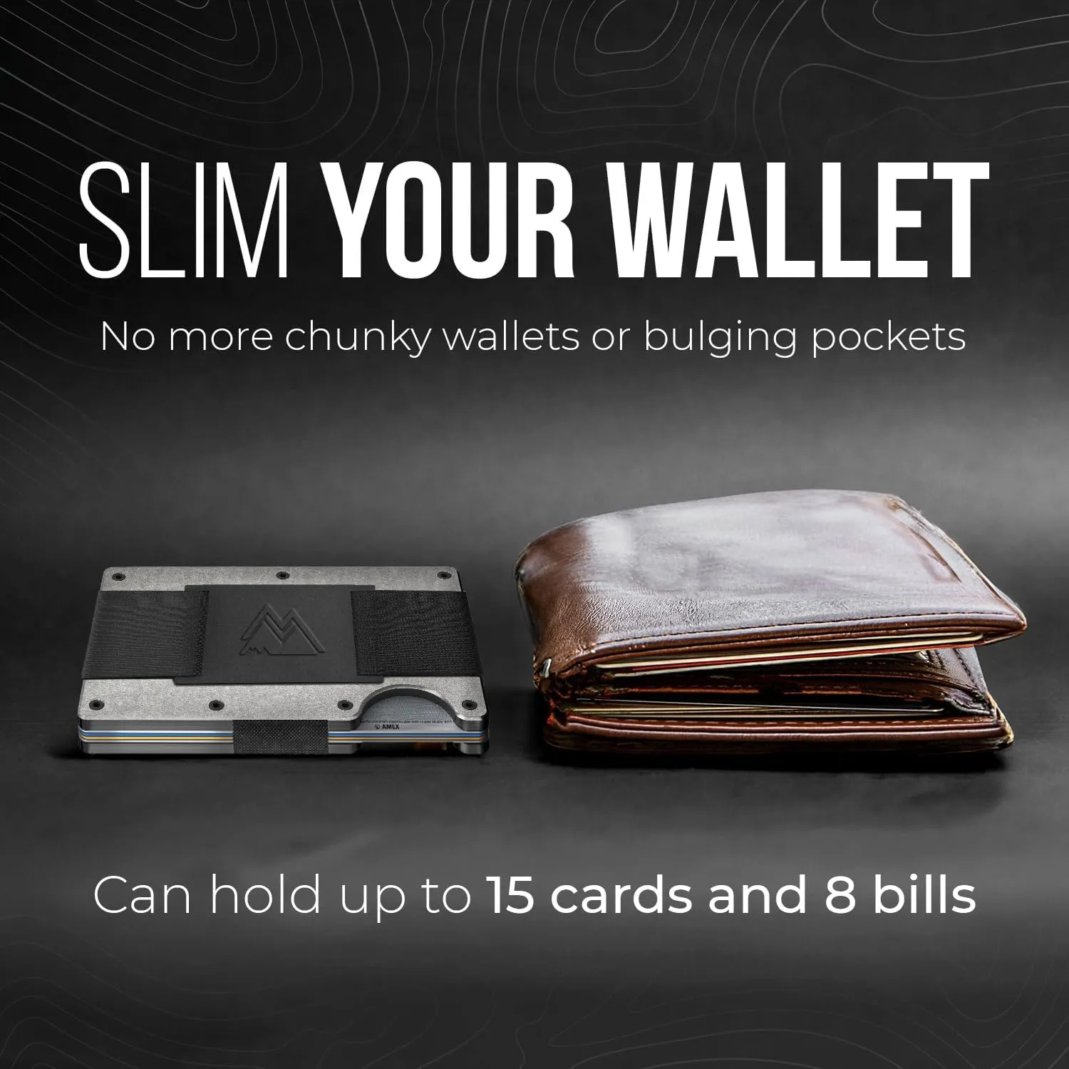 Mountain Voyage Co Minimalist Cash Strap Wallet - Slim RFID Blocking Wallet for Men & Women - Scratch Resistant, Credit Card Holder, Easily Removable Money & Cards, Aluminium Wallet (Tumbled Titanium)