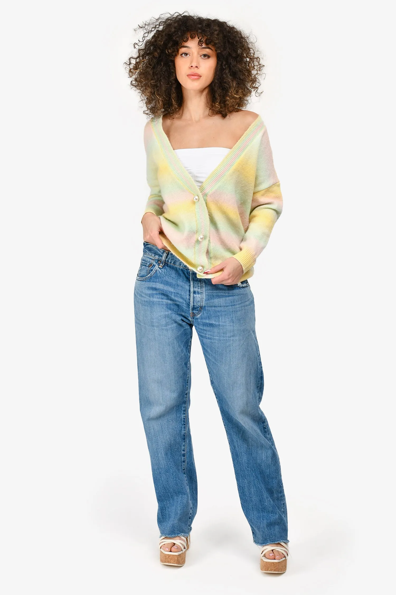 Moussy VIntage Blue Denim Medium Wash Wide Leg Jeans Size 30