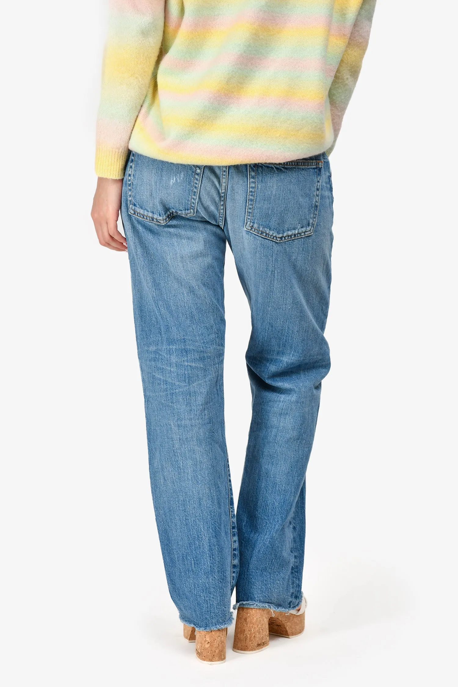 Moussy VIntage Blue Denim Medium Wash Wide Leg Jeans Size 30