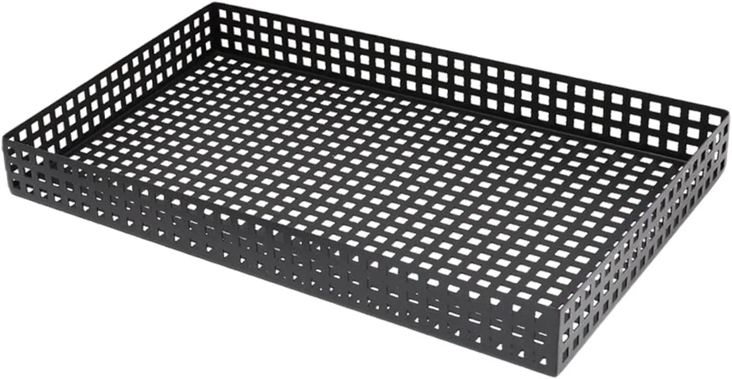 Multifunctional Tray Tabletop Tray Portable Black Minimalist Catchall Tray Jewelry Organizer Basket for Jewelry Bedroom Watch, Large