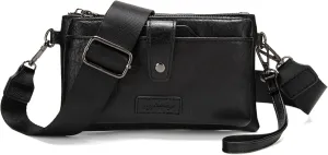 myfriday Vintage Leather Camera Crossbody Bag for Women, Stylish Two Layer Shoulder Bag Purse with Removable Card Slots