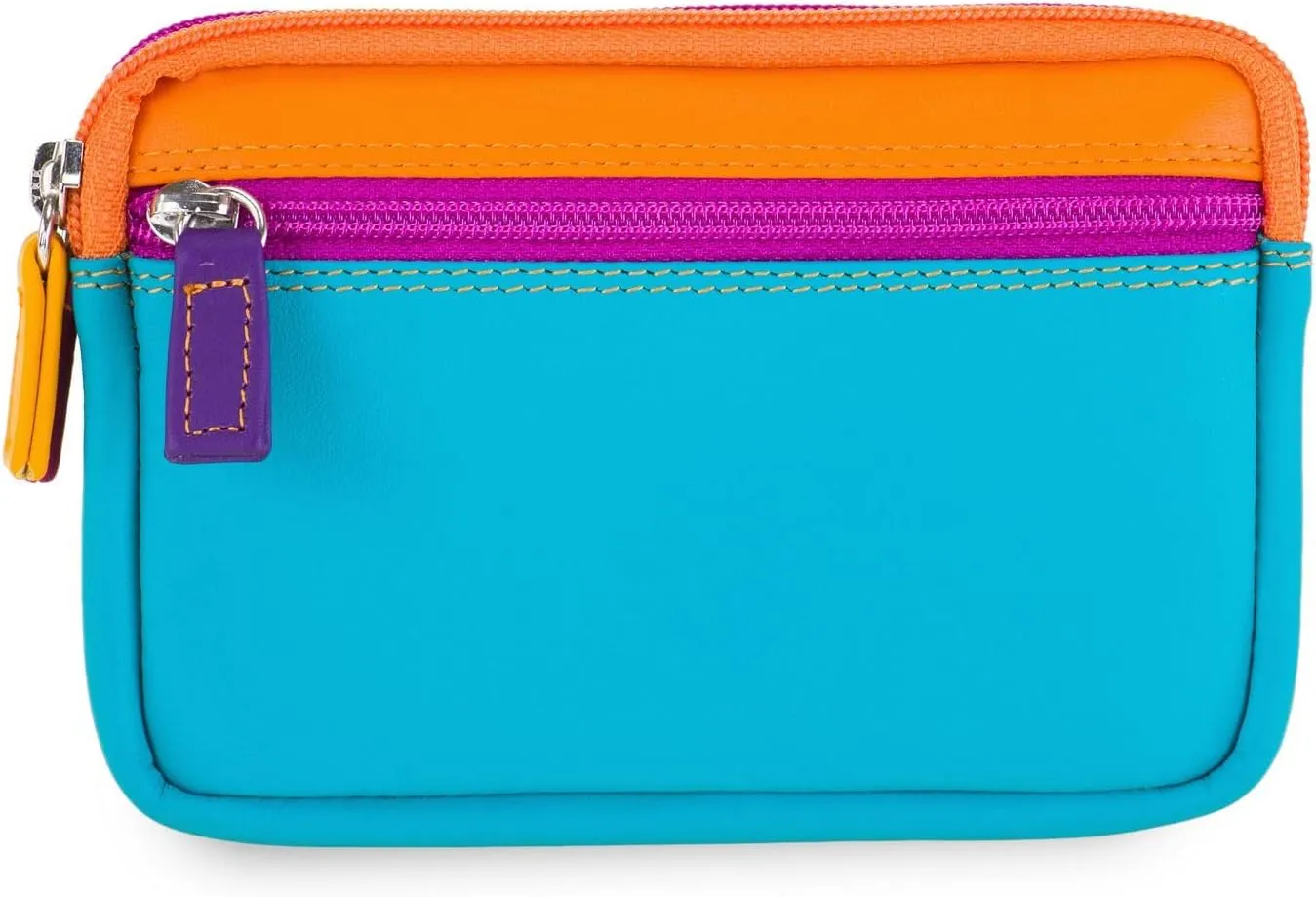 mywalit Small Leather Double Zip Purse | Coin Pocket & Zipped Compartment | Card Slot | Copacabana | Stylish & Compact Accessory for Men & Women | Perfect for Everyday Use