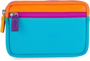 mywalit Small Leather Double Zip Purse | Coin Pocket & Zipped Compartment | Card Slot | Copacabana | Stylish & Compact Accessory for Men & Women | Perfect for Everyday Use