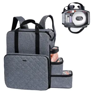 Nail Polish Organizer Backpack Holds 84-93 Bottles and a Nail Lamp, Nail Tech Storage Case Large Nail Polish Bag with 3 Removable Boxes and Tools Organizer Sections (Gray)