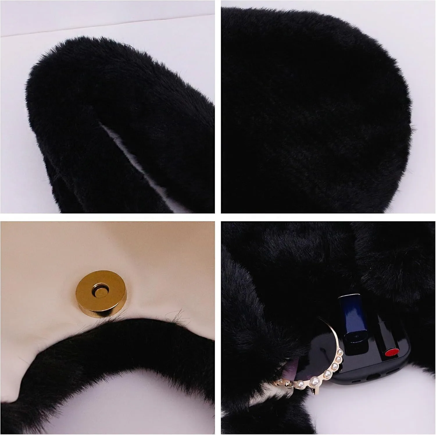 Naimo Women's Faux Fur Hobo Bag Large Shoulder Bag Cute Fluffy Tote Bag Plush Handbag Y2K Furry Purse
