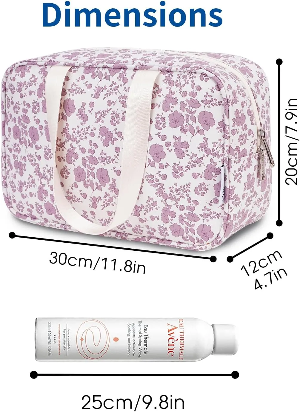 Narwey Large Floral Travel Toiletry Bag Women Toiletries Bag Skincare Bag Makeup Bag Organizer Make up bag Cosmetic Bag Medicine Bag for Girls (Little Dusty Pink Flower, Large)