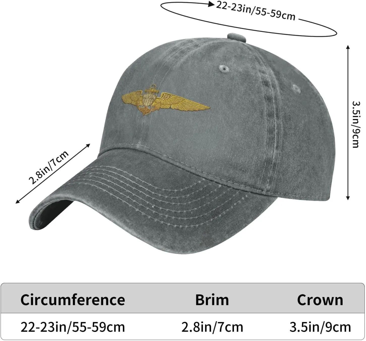 Naval Aviator Pilot Wings Vintage Wash Denim Baseball Cap