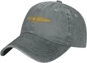 Naval Aviator Pilot Wings Vintage Wash Denim Baseball Cap