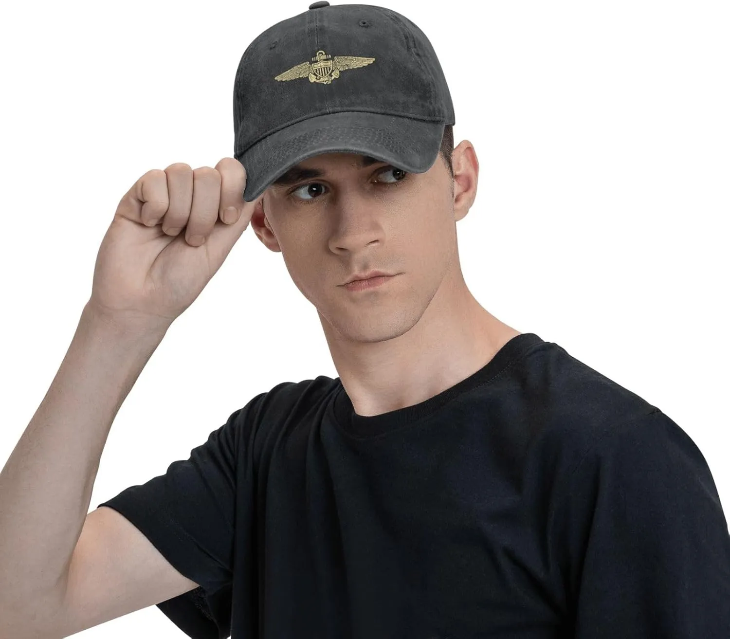 Naval Aviator Pilot Wings Vintage Wash Denim Baseball Cap
