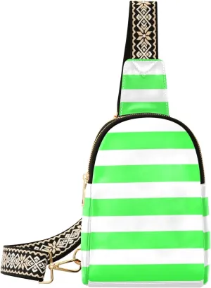 Neon Green Sling Bag with Adjustable Strap Crossbody Fanny Packs PU Leather Belt Chest Bag Purse for Women Sling Purse Men Travel
