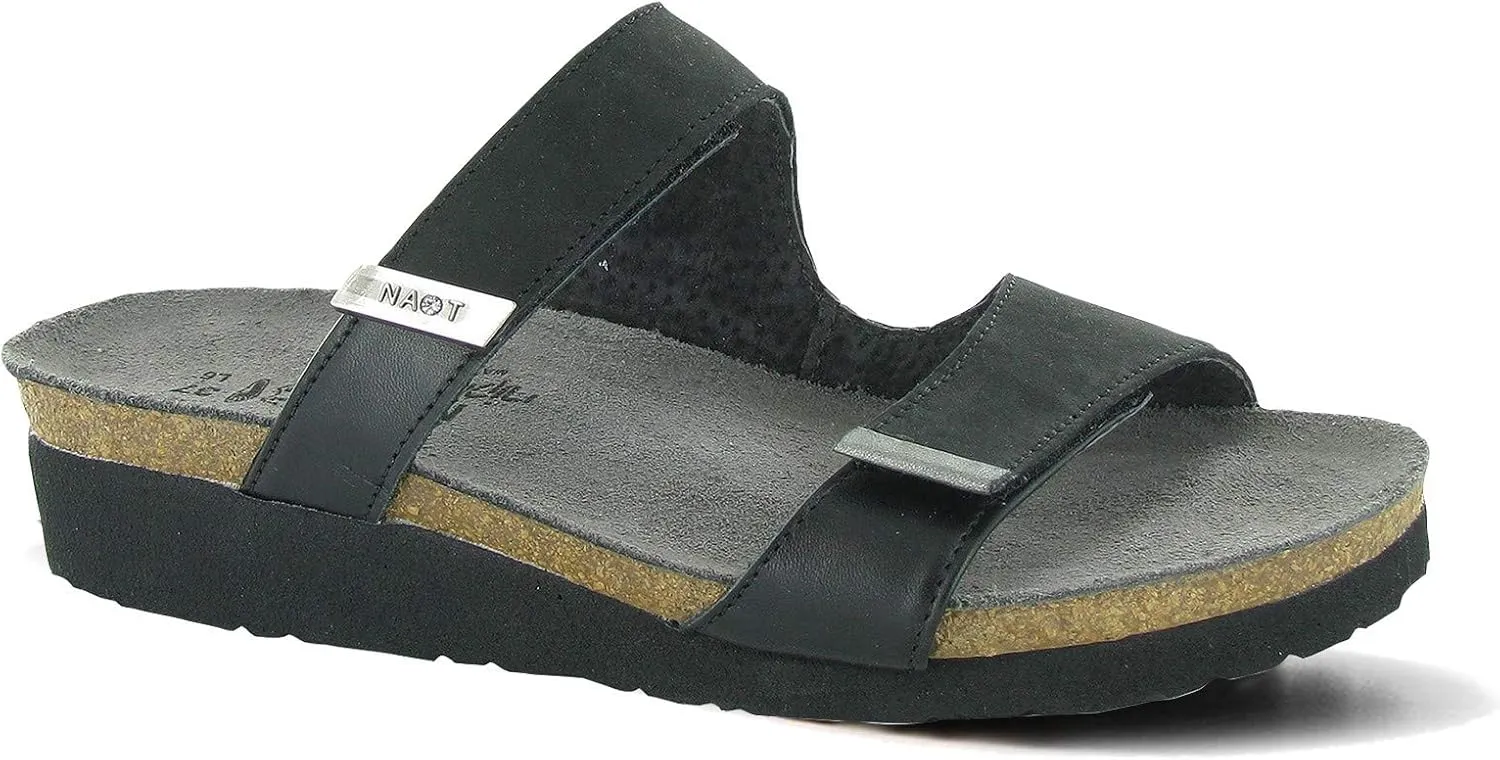New Naot Women's Jacey Slide Sandal Black Velvet/Raven 37