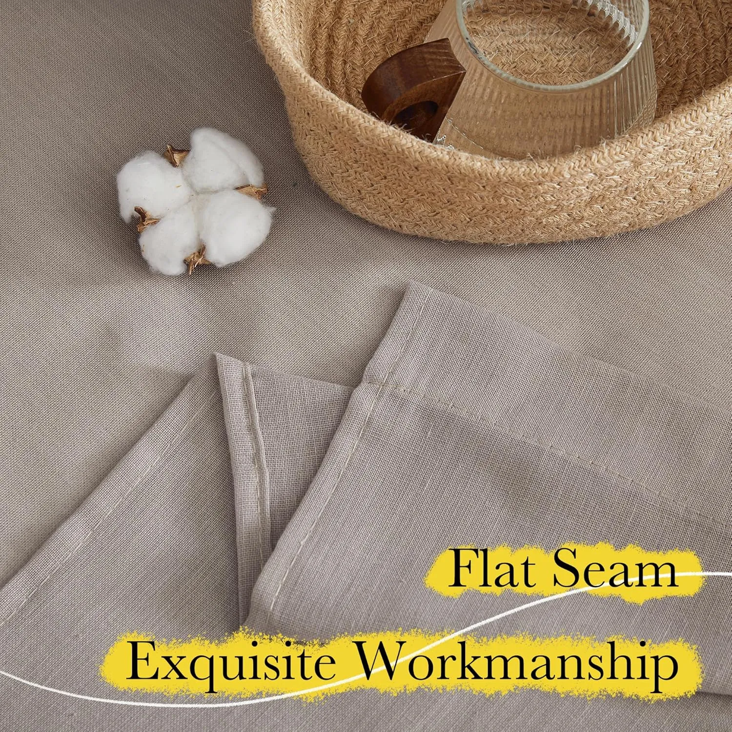NICETOWN Faux Linen Semi Sheer Living Room Curtains, (Burlap) Rod Pocket & Back Tab Balance Privacy with Light Filtering Window Treatments for Bedroom/Living Room, W52 x L95, 2 Panels