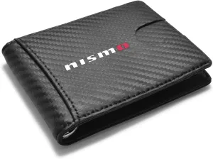 Nissan NISMO RFID Blocking Black Slim Real Leather Carbon Fiber Patterns Bi-fold Wallet for Men Women