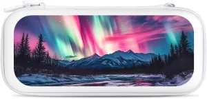 Northern Lights Red Blue Green Compatible with Switch Carrying Case Hard Travel Game Bag Pouch with 15 Games Accessories