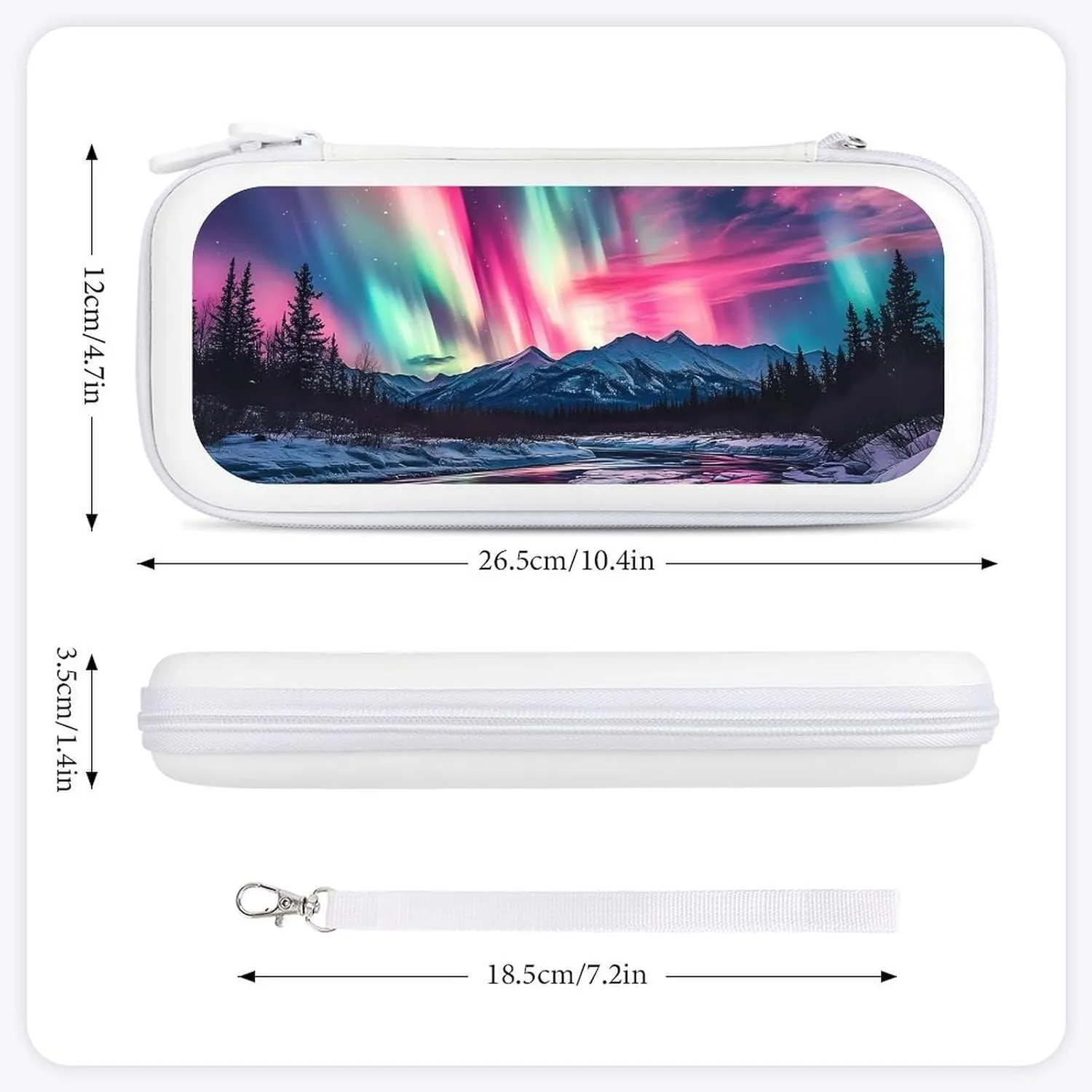 Northern Lights Red Blue Green Compatible with Switch Carrying Case Hard Travel Game Bag Pouch with 15 Games Accessories