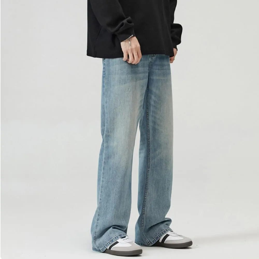 Nutriangee Men's Vintage Flared Leg Jeans Loose Fit Relaxed Bell Bottom Denim Pants