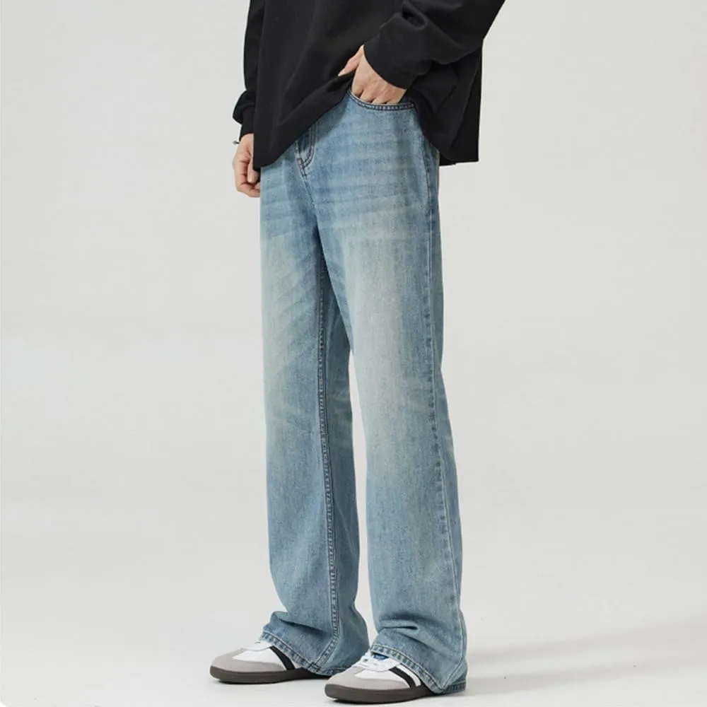 Nutriangee Men's Vintage Flared Leg Jeans Loose Fit Relaxed Bell Bottom Denim Pants