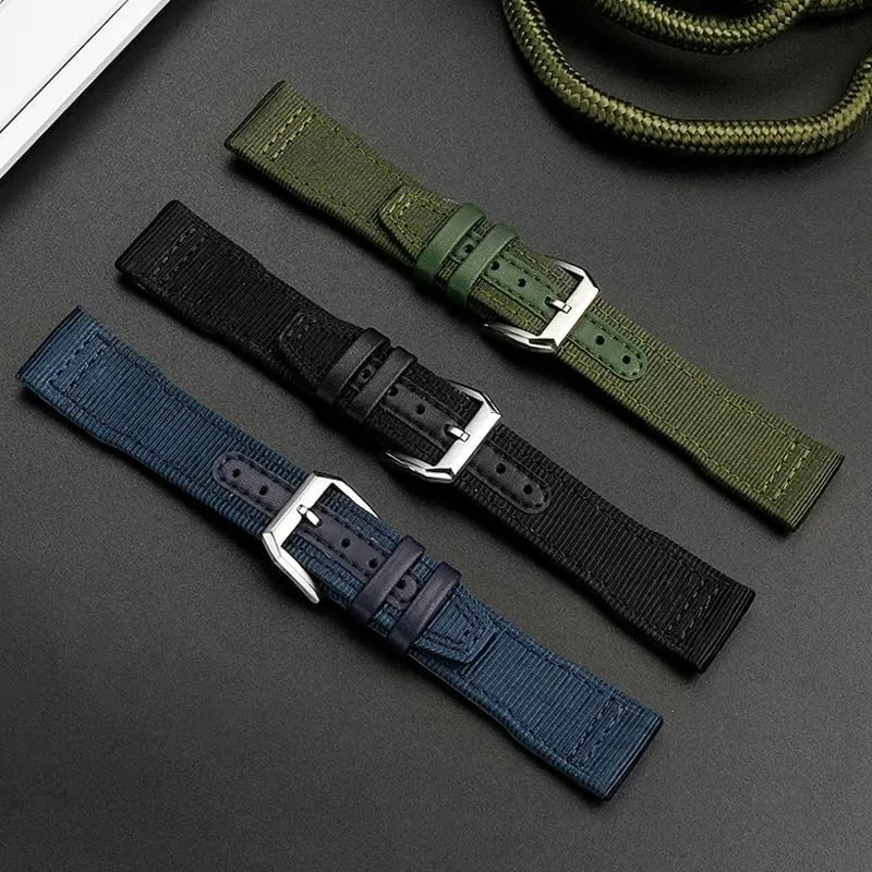 Nylon Leather Watchband 20mm 21mm 22mm Fit for IWC Le Petit Prince Big Pilot TOP GUN IW3777 Black Sport Canvas Watch Strap