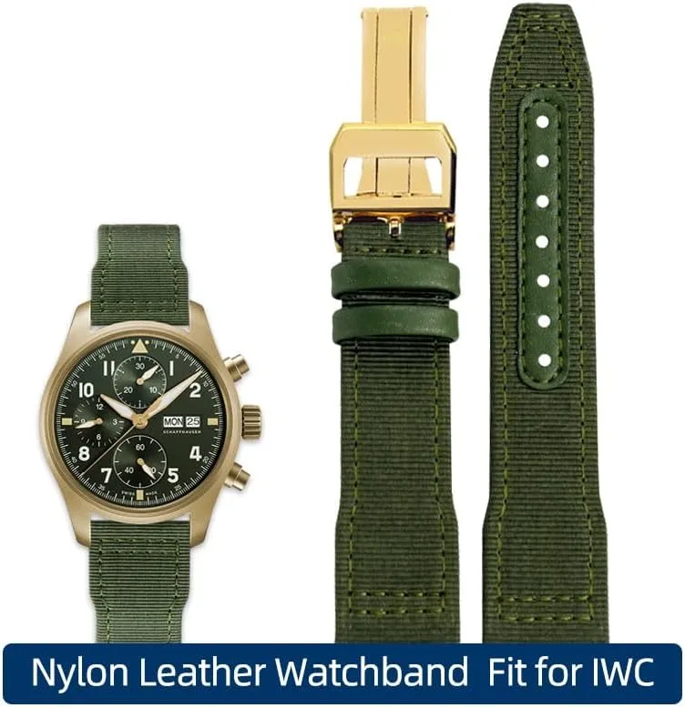 Nylon Leather Watchband 20mm 21mm 22mm Fit for IWC Le Petit Prince Big Pilot TOP GUN IW3777 Black Sport Canvas Watch Strap
