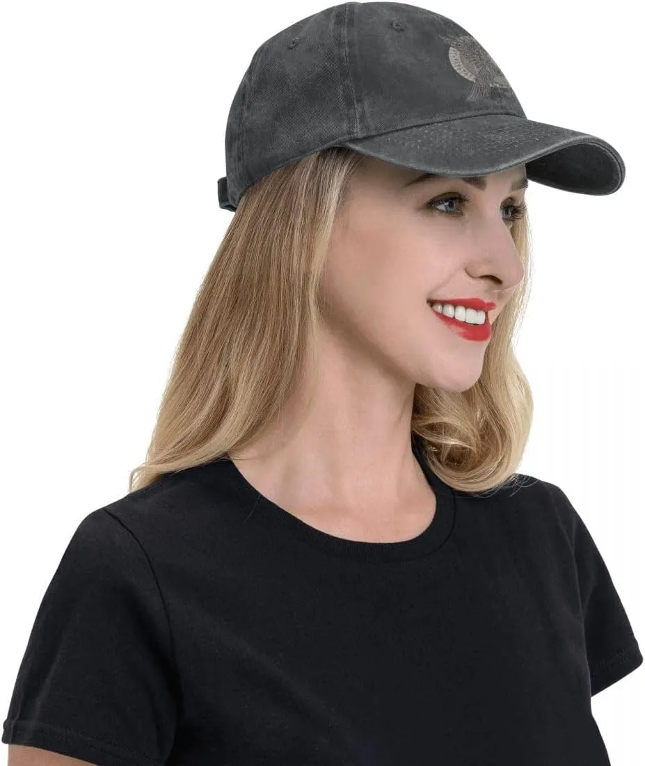 Odin Crow Denim Baseball Cap, Viking Raven Vintage Distressed Cotton Dad Hat for Men Women, Adjustable Golf Running Hat