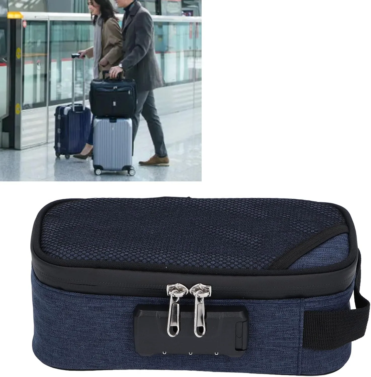 Odor Proof Pouch Organizer, Code Lock Design Smell Proof Container Portable Easy Using for Travel (Dark Blue)