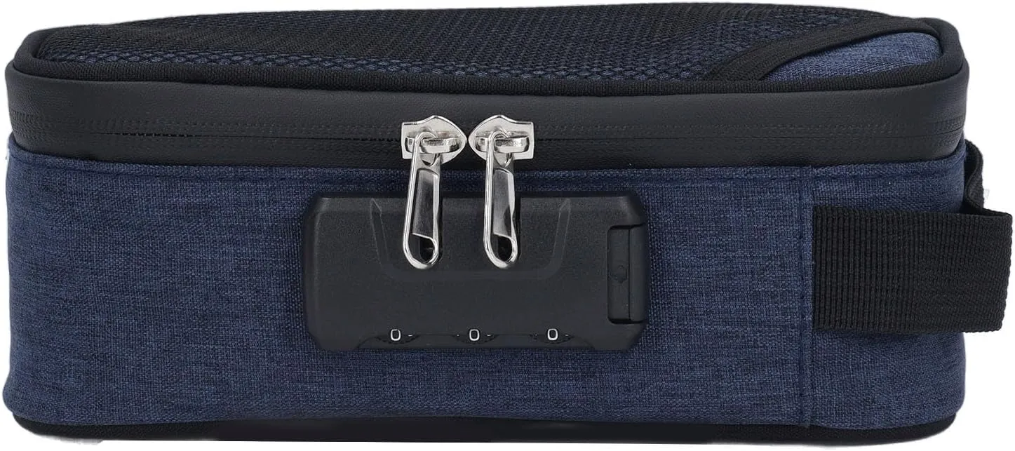 Odor Proof Pouch Organizer, Code Lock Design Smell Proof Container Portable Easy Using for Travel (Dark Blue)