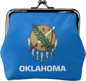 Oklahoma State Flag print Coin Purse with Kiss Lock Buckle Small Change Purse Card Holder Coin Pouch for Women