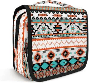 OSAM SPACE Hanging Toiletry Bag for Women, Ethnic Aztec Cosmetic Bag Makeup Case Organizer Travel Essentials for Women Men
