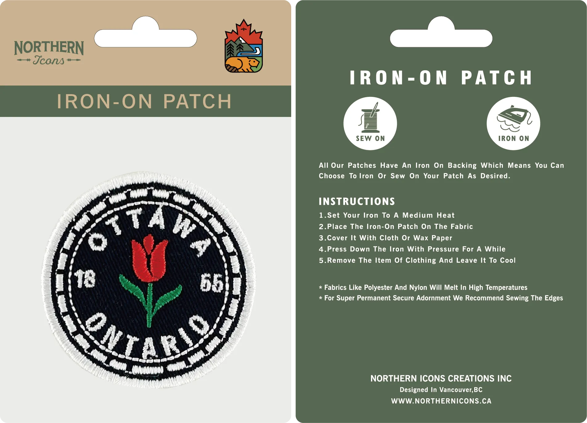 Ottawa iron-on embroidery patch