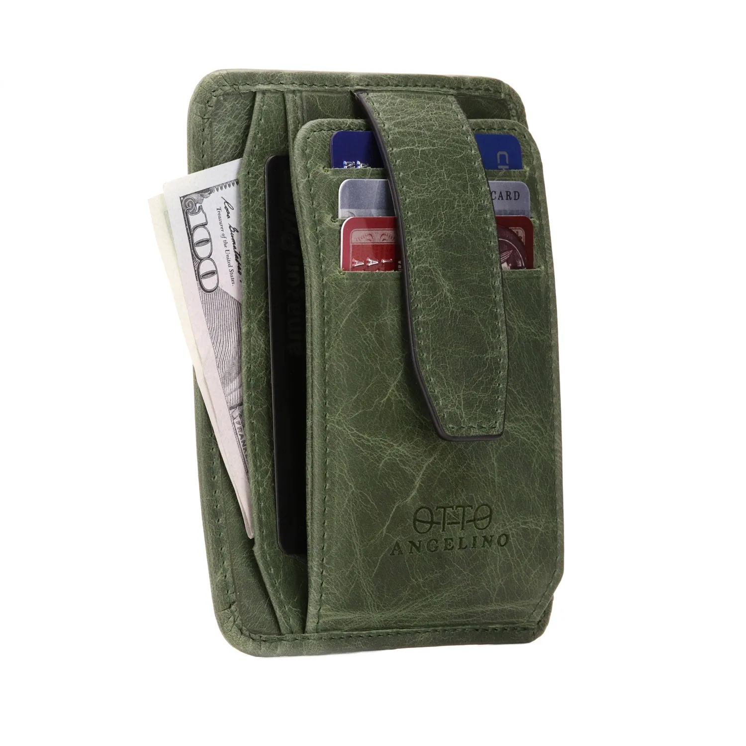 Otto Angelino Italian Leather Minimalist Men’s Wallet - Quick ID Access - RFID Blocking