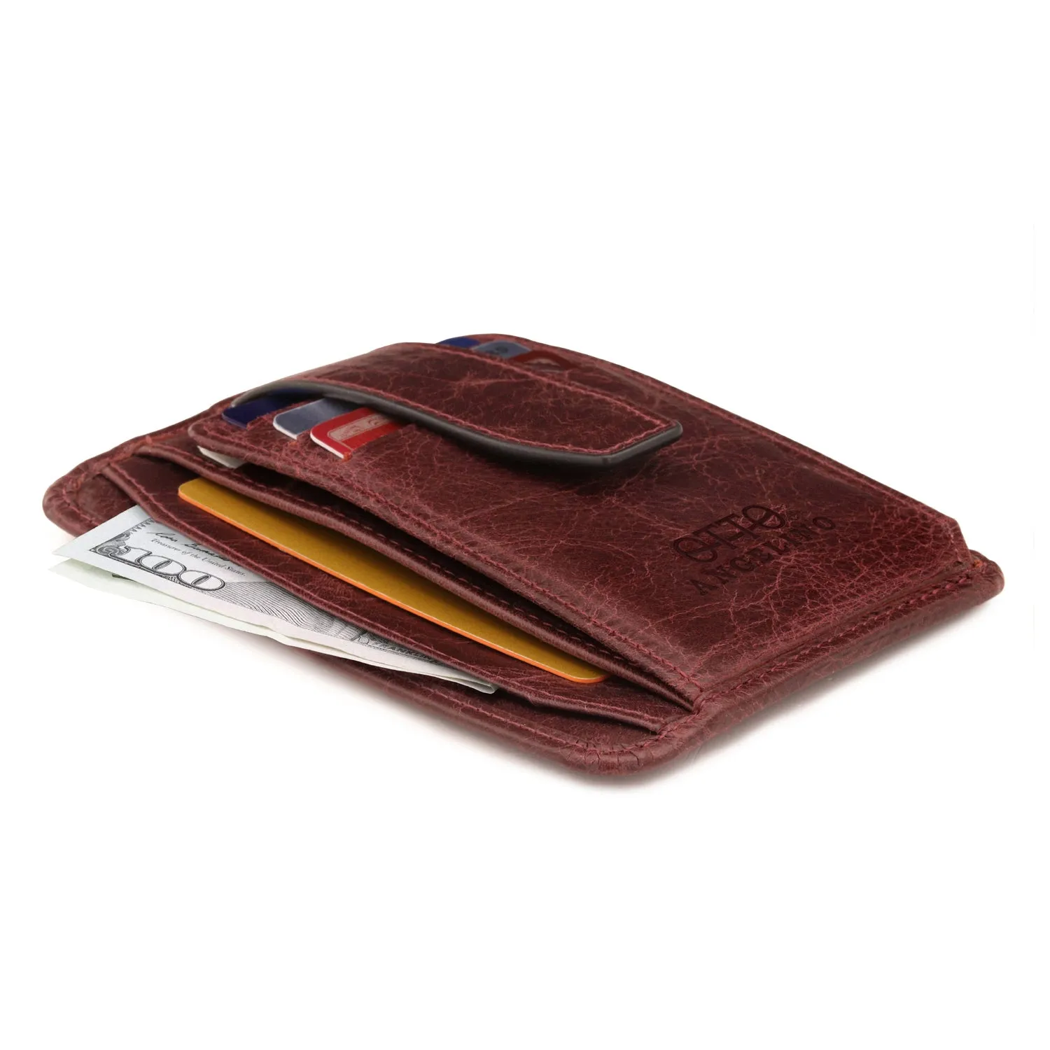 Otto Angelino Italian Leather Minimalist Men’s Wallet - Quick ID Access - RFID Blocking