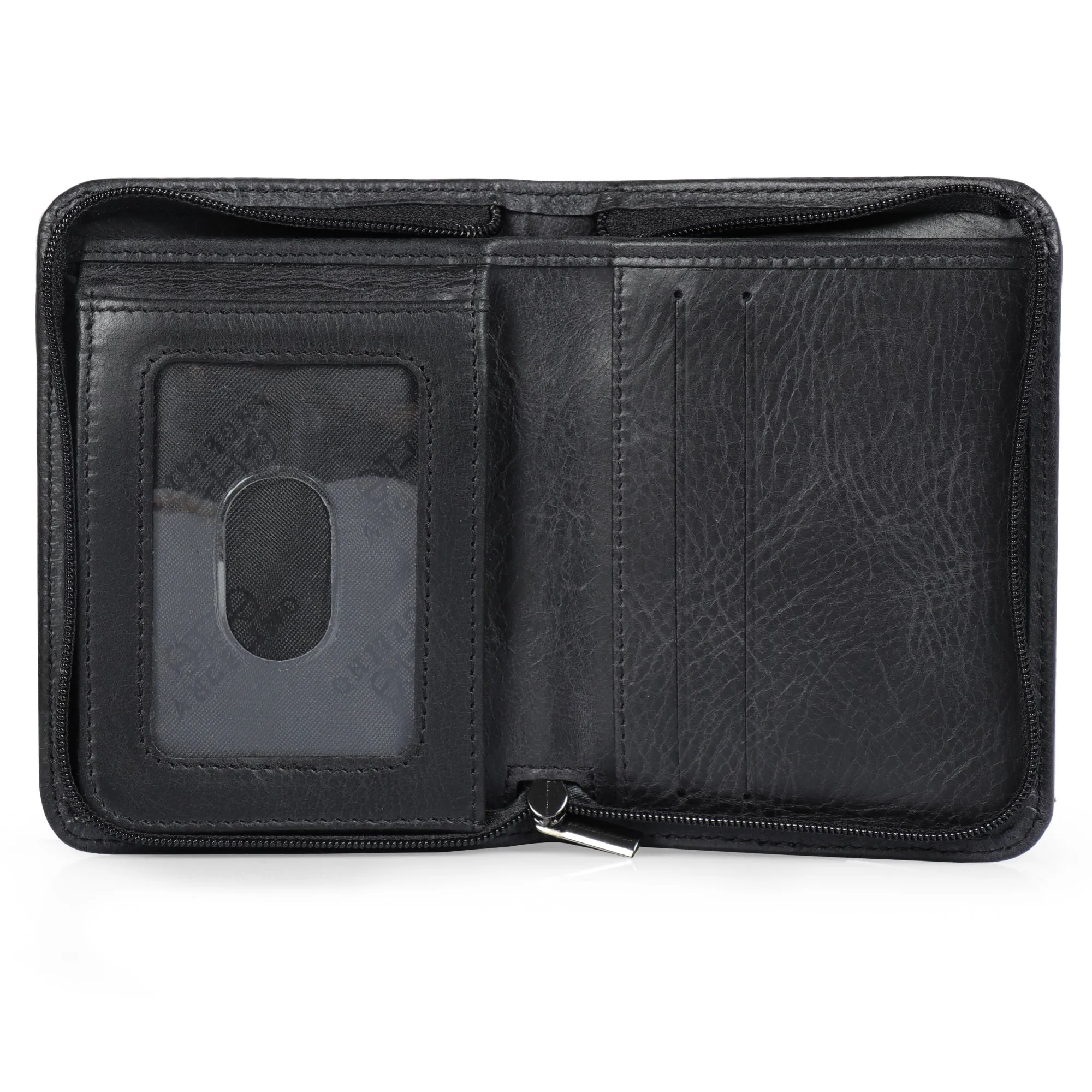 Otto Angelino RFID Blocking Men Zippered Bifold Wallet, Italian Top Grain Leather, Slim Travel Comfort, Credit Card Holder